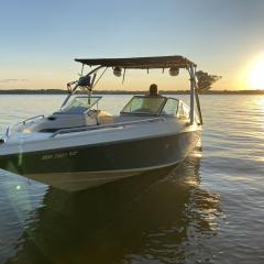 Big Air Ice Tower and Super Shadow Bimini - 1992 Crownline 182 br - Polished aluminum - wakeboard tower (1)