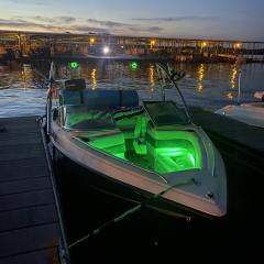 Big Air Ice Tower and Super Shadow Bimini - 1992 Crownline 182 br - Polished aluminum - wakeboard tower (2)