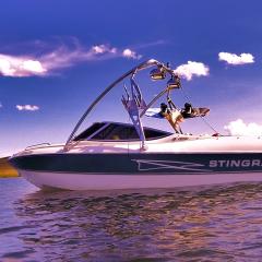 Big Air Storm - 1997 Stingray - 200LX - Bullet Speakers - Polished Aluminum - Wakeboard tower