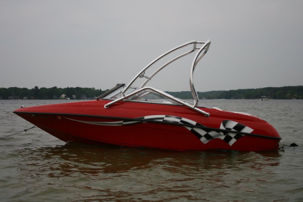 Big Air Vapor Tower -  Crownline - red - polished aluminium - wakeboard tower