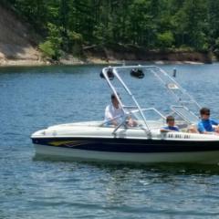 Bayliner 185 BR with a Big Air Cuda wakeboard tower