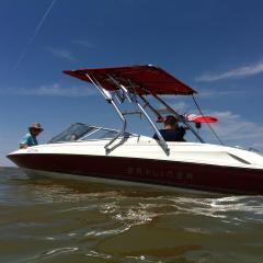 Bayliner boat with a Big Air Cuda wakeboard tower
