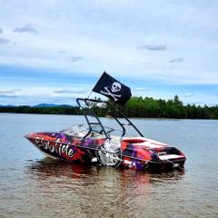 Big Air Cuda tower - 2001 Ebbtide Campione 210 - Black Aluminum - wakeboard tower (2)