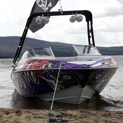 Big Air Cuda tower - 2001 Ebbtide Campione 210 - Black Aluminum - wakeboard tower (3)