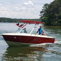 Big Air Cuda tower and Super Shadow Bimini - 1968 Formula 233 - Polished Aluminum - wakeboard tower (3)