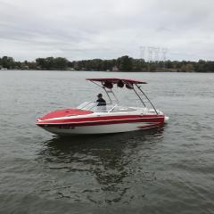 Big Air Cuda Tower and Super Shadow Bimini - 2011 Glastron GT205 - Polished Aluminum - wakeboard tower (2)