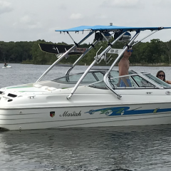 Big Air Cuda tower and Super Shadow Bimini - 1998 Mariah Shabah 202 - Polished Aluminum - wakeboard tower