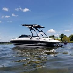 Big Air Cuda tower with Super Shadow Bimini - 2002 Monterey - Black Aluminum - wakeboard tower (1)