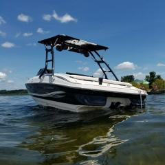 Big Air Cuda tower with Super Shadow Bimini - 2002 Monterey - Black Aluminum - wakeboard tower (3)
