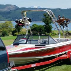 Big Air Cuda waketower - 1989 Ski Sanger DX - Polished Aluminum - wakeboard tower