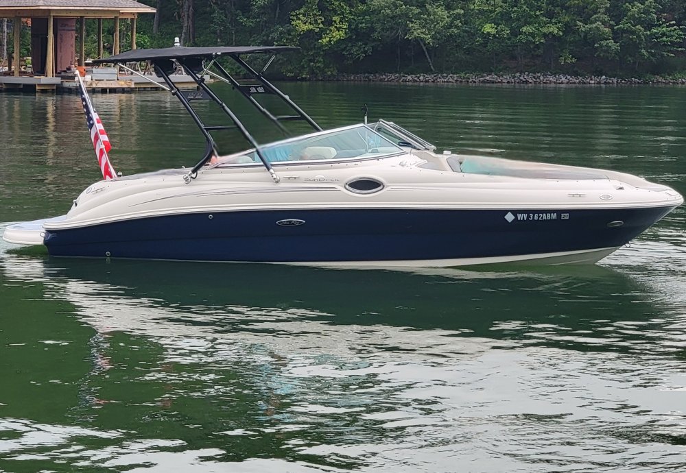 Big Air Cuda Tower and Super Shadow Bimini - Black powder coat-2008 SeaRay 240 sundeck (1)