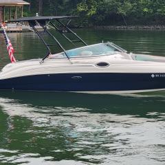 Big Air Cuda Tower and Super Shadow Bimini - Black powder coat-2008 SeaRay 240 sundeck (1)