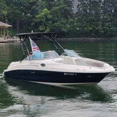 Big Air Cuda Tower and Super Shadow Bimini - Black powder coat-2008 SeaRay 240 sundeck (2)