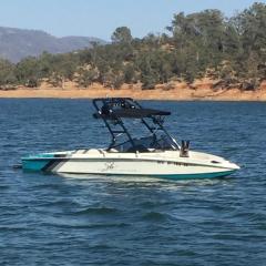 Big Air Cuda tower and Big Air Collapsible Bimini - 1994 Ski Centurion Falcon XP - Black Aluminum -wakeboard tower (1)