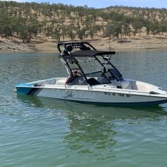 Big Air Cuda tower and Big Air Collapsible Bimini - 1994 Ski Centurion Falcon XP - Black Aluminum -wakeboard tower (2)