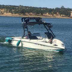 Big Air Cuda tower and Big Air Collapsible Bimini - 1994 Ski Centurion Falcon XP - Black Aluminum -wakeboard tower (3)
