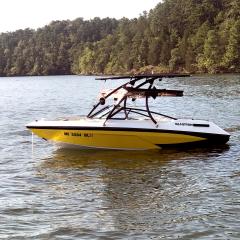 Big Air Ice tower - Super Shadow Bimini - 1990 Glastron Sierra 175 - Black Aluminum- wakeboard tower (1)