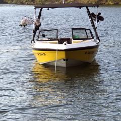 Big Air Ice tower - Super Shadow Bimini - 1990 Glastron Sierra 175 - Black Aluminum- wakeboard tower (2)
