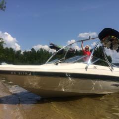 Big Air Ice - 1997 Larson - 180 SEI - Polished Aluminum - Wakeboard tower (2)