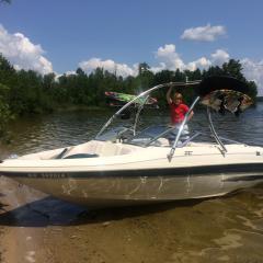Big Air Ice - 1997 Larson - 180 SEI - Polished Aluminum - Wakeboard tower