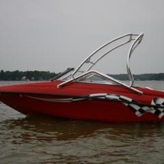 Big Air Vapor Tower -  Crownline - red - polished aluminium - wakeboard tower