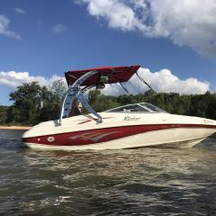 Big Air Wave Tower - Big Air Super Shadow Bimini - 1999 Rinker 192 Captiva - Polished Aluminum - wakeboard tower (1)